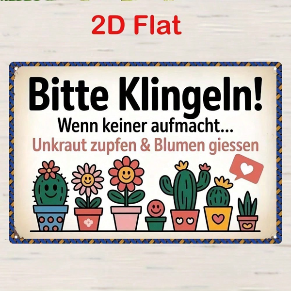 CIFbuy 1件 复古金属标牌 8x12英寸，质朴仙人掌花卉墙饰，附“请敲门”字样，适用于家居、花园、酒吧等的2D平面铁艺装饰（TikTok, temu 自提物流）-2