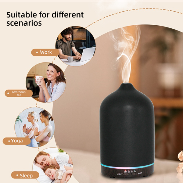 200ml Aromatherapy Humidifier with 7 Color LED Lights, 3 Essential Oils, Timer & Auto Shut-Off for Bedroom, Yoga, Office-8
