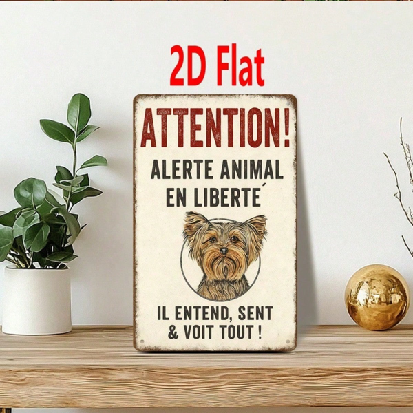 CIFbuy 院子里有狗，请关好大门 金属标牌 8x8英寸 2D 平面印刷 复古简约墙面装饰 趣味铁艺标牌 1个装（TikTok, temu 自提物流）-7