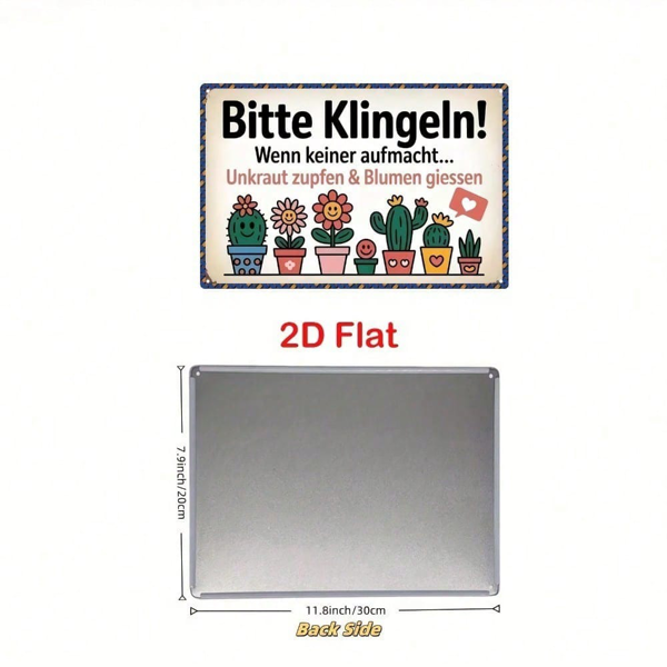 CIFbuy 1件 复古金属标牌 8x12英寸，质朴仙人掌花卉墙饰，附“请敲门”字样，适用于家居、花园、酒吧等的2D平面铁艺装饰（TikTok, temu 自提物流）-7