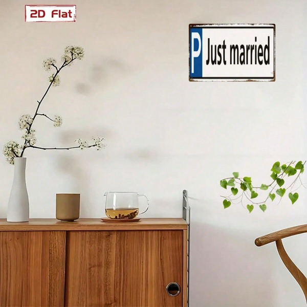 CIFbuy 复古新婚2D平面烫金标志，复古手工金属墙面装饰牌，创意结婚纪念日礼物，7.87x11.81英寸 （TikTok, temu 自提物流）-5