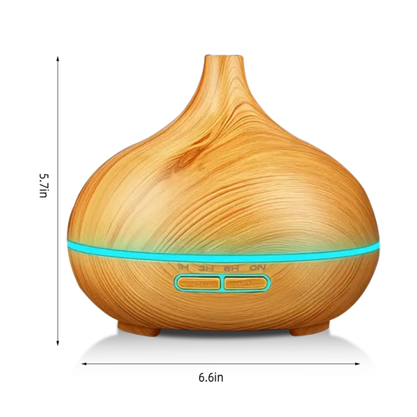 550 毫升木纹香薰精油加湿器 带遥控超声波冷雾香薰机，7 色氛围 LED 灯，附赠 6 瓶精油-5