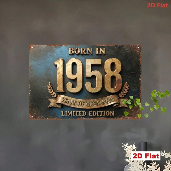 CIFbuy 1958年复古金属铁皮招牌，复古2D平板熨斗铭牌，“生于1958，成就非凡”限量版标语，7.87x11.81英寸墙面装饰 （TikTok, temu 自提物流）-6