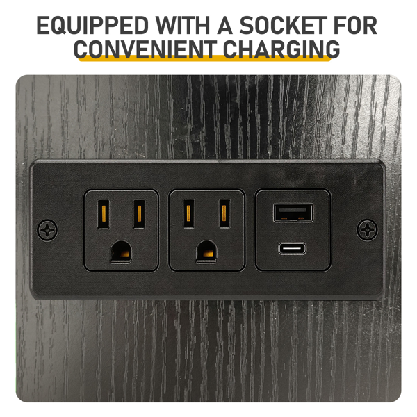 弧形顶+4层开放式层架+双门卷帘柜展示柜 带黑色美规插座（1USB+1Type-C）&刨花板三胺贴面&铁管喷漆展示架 80*35*180cm 黑色-11