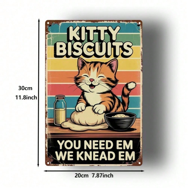 CIFbuy 质朴金属标牌 猫咪饼干 你真的需要它们 我们亲手揉制的复古铁艺墙饰 8x12英寸 怀旧家居 酒吧 车库 咖啡馆装饰（TikTok, temu 自提物流）-2