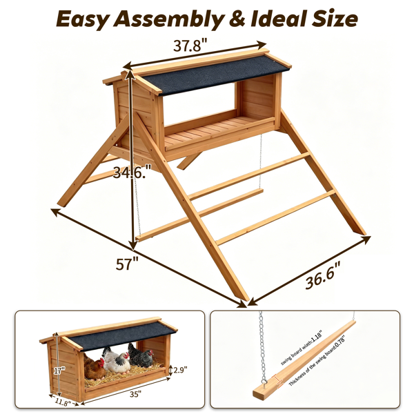 带沥青屋顶的鸡舍产蛋箱、鸡舍栖架、带鸡秋千的产蛋箱、鸡舍配件（适用于母鸡或鸡）--不支持self-pick up且不支持指定仓库发货-4