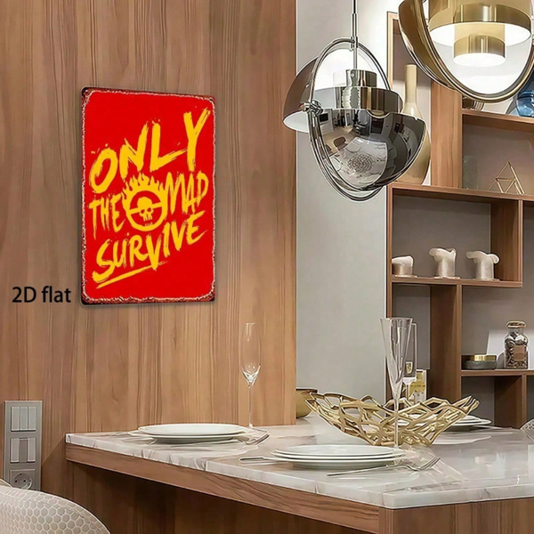 CIFbuy 复古金属标牌 8x12英寸 “唯有疯子呼雨” 名言墙饰，防锈防水2D平面铁质牌匾，适用于家居花园 （TikTok, temu 自提物流）-3