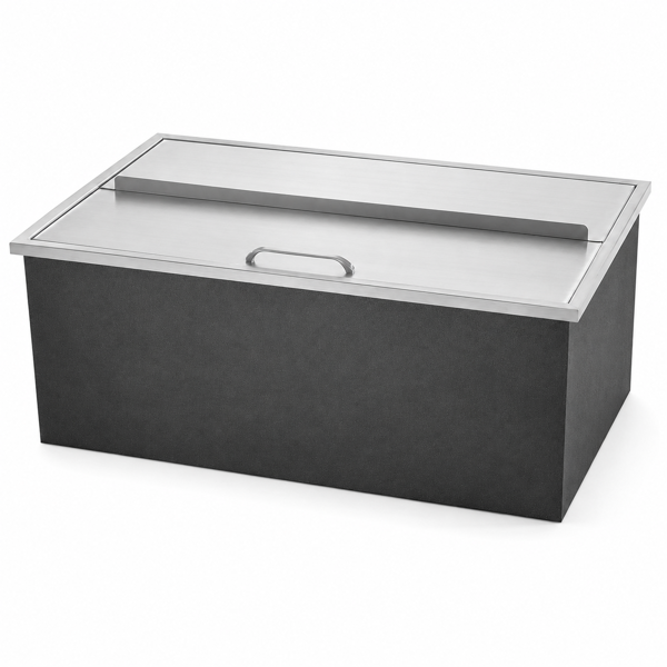 A1-不锈钢嵌入式冰柜 Drop-In Ice Chest, Stainless Steel Ice Storage Box with Sliding Lid and Drain Hose, Ice Bin for Chilled Wine, Beer, Beverage (36 x 18 x 14 Inches)-3