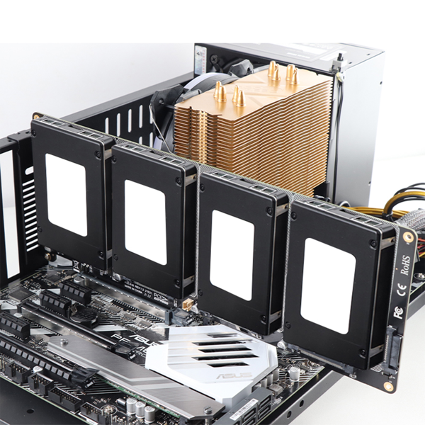 全新 U.2 SSD 转 X16 适配器 4.0 转 4 盘位 U.2 SFF-8639 SSD 延长卡-14