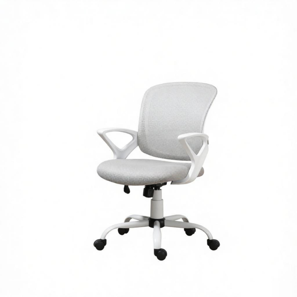 灰色中背网状办公椅-适合长时间工作，旋转电脑椅，摇动功能，滚轮-2