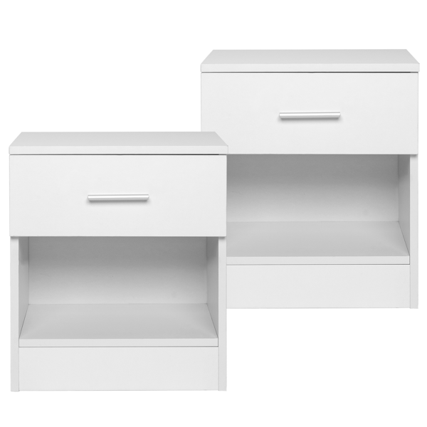 1抽屉迷你床头柜 12mm刨花板+贴麻面三胺2PCS储物柜 39*28*41cm 白色-2