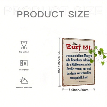 CIFbuy 复古德国标语铁质标牌 7.87x11.81英寸 复古金属墙面装饰 幽默人生格言 2D平面 耐用家居装饰 （TikTok, temu 自提物流）