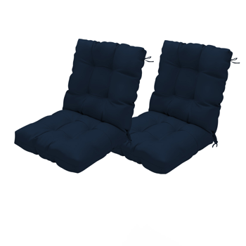 户外高背椅垫2件套，42\\"x21\\"x4 \\"簇绒防水庭院椅垫，用于摇椅和餐椅，带系带的软座垫，防褪色，室内/室外使用