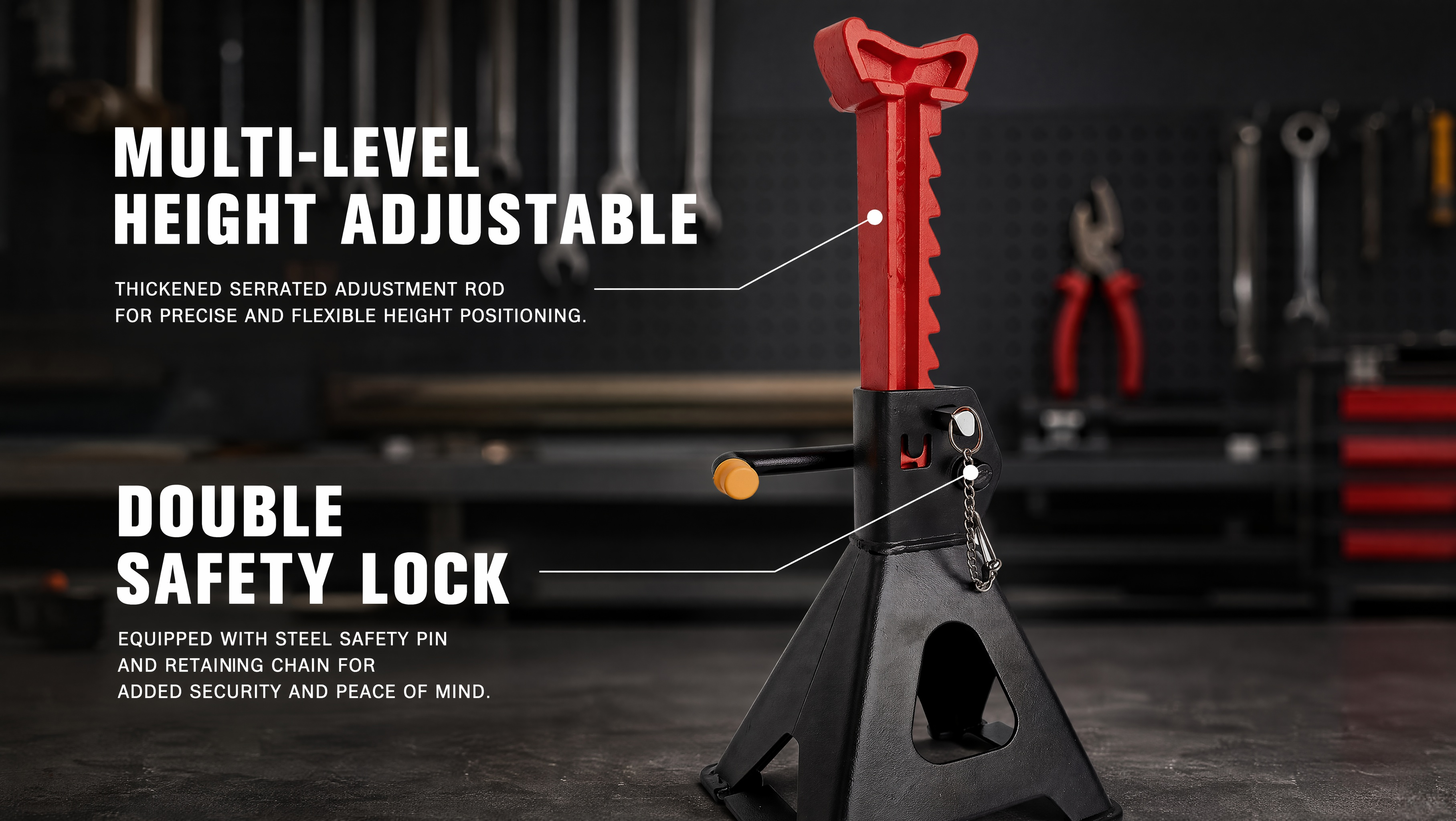 2 Ton Jack Stands Pair, Heavy‑Duty Adjustable Steel Car Jack Stands with Locking Pin, Safety Support for Auto Repair view 4
