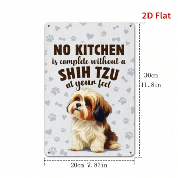 CIFbuy 西施犬复古金属牌匾标识，2D平面印刷趣味宠物墙饰，适用于家庭、卧室、办公室、咖啡馆、车库等室内装饰的锡制装饰牌（TikTok, temu 自提物流）