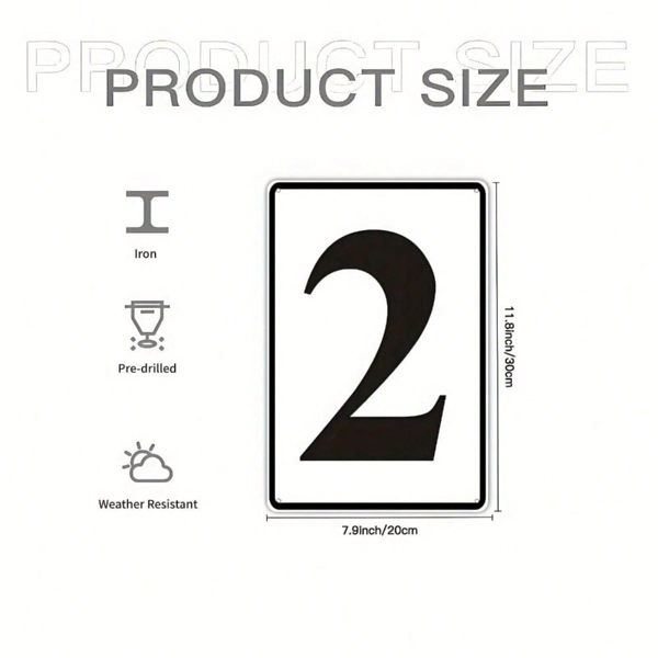 CIFbuy 1个金属数字2锡制标牌 8x12英寸，防风雨绿叶墙面装饰，易于安装，无框金属铭牌，适用于家庭花园（TikTok, temu 自提物流）-3