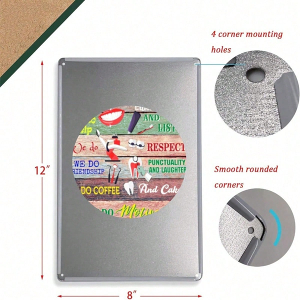 CIFbuy 牙科小分队 复古金属铁皮招牌 8x12英寸，励志团队合作名言墙饰，乡村风格无框装饰，适用于牙医诊所（TikTok, temu 自提物流）-4