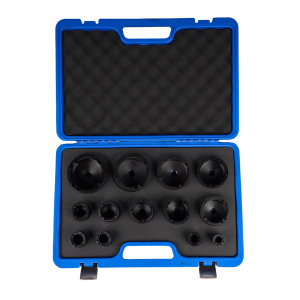 螺母套筒套件 13 Sizes of 4-slot Spindle Nut Sockets 1/2” Drive KM Groove Locknut Hub Removal-3