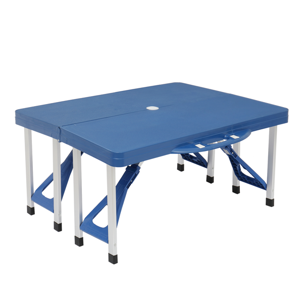 【同款编码：56747377】蓝色 塑料 野营连体桌椅 桌椅连体 135.5*83*65.5cm 50kg-17