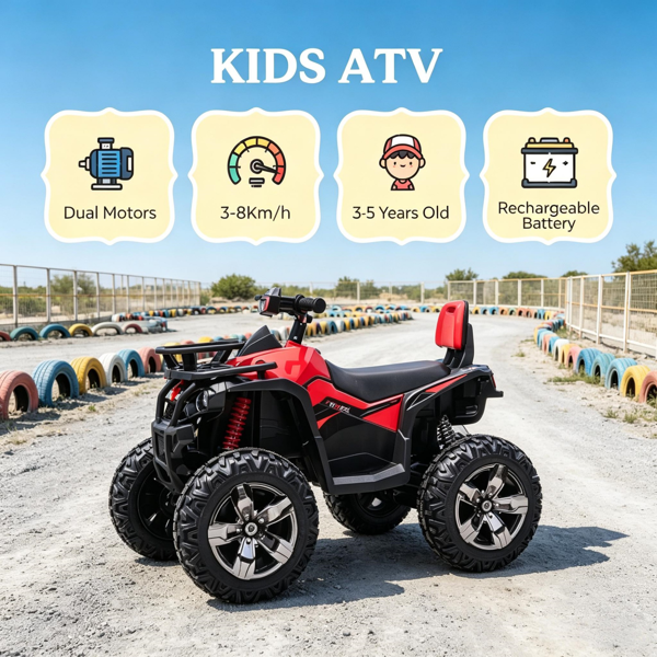 12V红色儿童乘坐ATV，音乐大灯，适合37-60个月大的幼儿-7