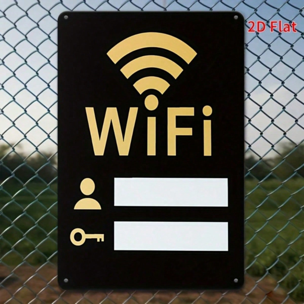 CIFbuy 复古WiFi 2D平面金属标牌 8x12英寸 复古铁质墙饰牌，带用户与钥匙图标，美学家居装饰（TikTok, temu 自提物流）-8