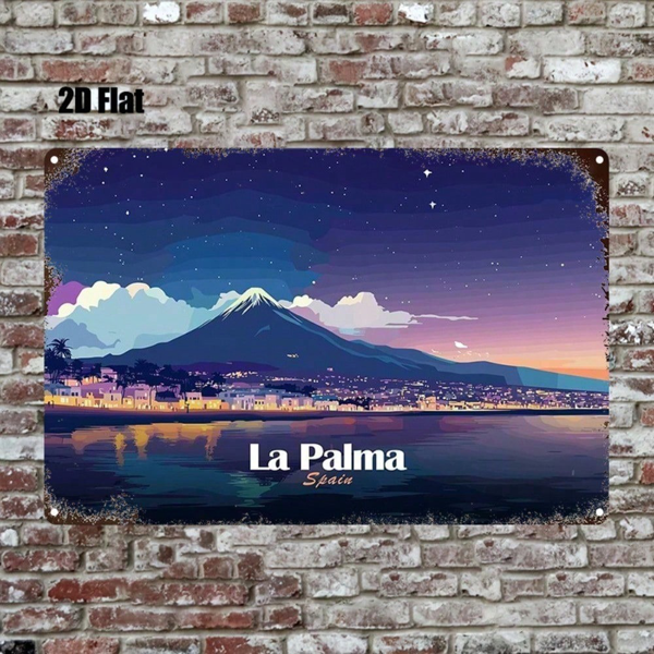 CIFbuy 1件 复古做旧金属招牌 晚上拉帕尔马，西班牙 8x12英寸 2D平面墙面装饰，适用于家庭、酒吧、咖啡馆、车库、餐厅装饰（TikTok, temu 自提物流）-6
