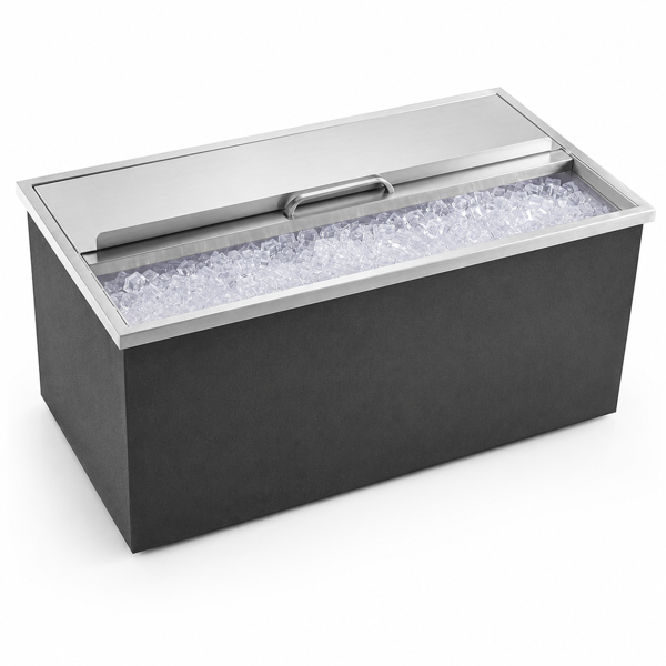 A1-不锈钢嵌入式冰柜 Drop-In Ice Chest, Stainless Steel Ice Storage Box with Sliding Lid and Drain Hose, Ice Bin for Chilled Wine, Beer, Beverage (36 x 18 x 14 Inches)-8