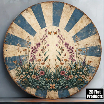 CIFbuy 1 个 8×8 英寸复古蝴蝶花卉圆形标牌，“平面挂牌” 平面挂牌（TikTok, temu 自提物流）