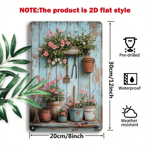 CIFbuy 复古金属标牌 8x12 英寸，花卉园艺工具铁质墙饰牌，防水防锈 2D 平面悬挂式家居装饰品 G （TikTok, temu 自提物流）-4