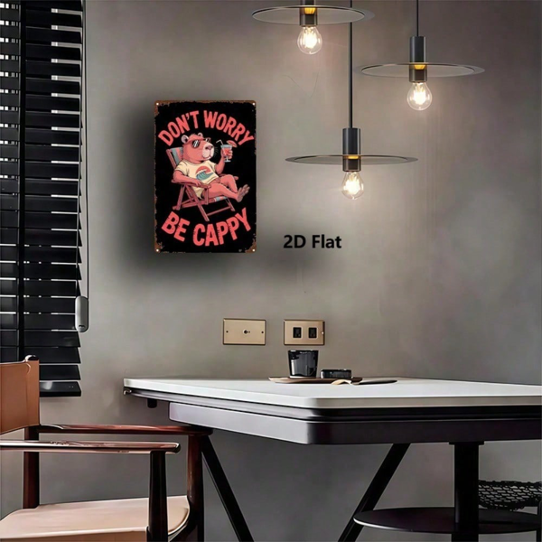 CIFbuy 1个2D平面金属标牌 别担心，做个快乐的农舍人 墙面装饰 8x12英寸 可爱插画 家居花园 浴室 房间艺术 20x30厘米（TikTok, temu 自提物流）-4