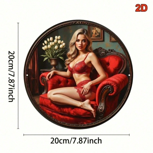 CIFbuy 复古红色女性剪影铝制铁皮金属标牌 8x8 英寸 复古墙面装饰 经典艺术作品 家居 厨房 酒吧 咖啡馆 悬挂装饰 （TikTok, temu 自提物流）-2