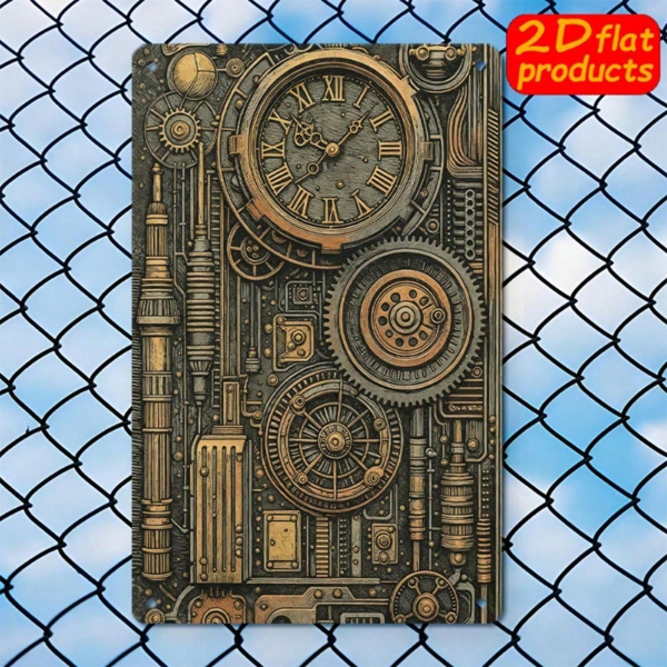 CIFbuy 1个狂欢节小丑金属铁皮招牌，8x8英寸圆形，2D平面铁质墙饰，带有彩色星星与树叶图案，乡村风格农舍风（TikTok, temu 自提物流）-6