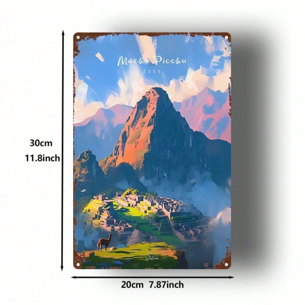 CIFbuy 1个马丘比丘金属标牌，8x12英寸，复古秘鲁地标墙饰，乡村铁艺装饰，适用于家庭、办公室、农场、咖啡馆、酒吧、车库（TikTok, temu 自提物流）-2