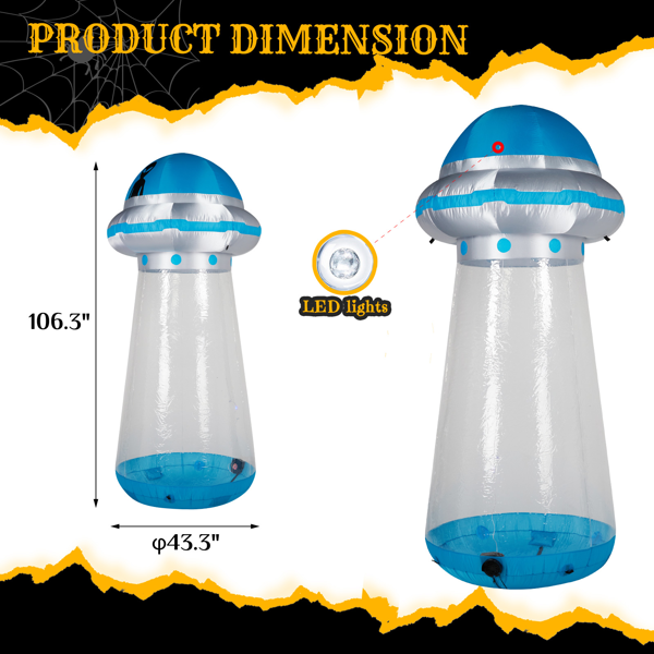 【替换81241045】8.8ft   飞碟UFO 可站人 4颗LED灯 万圣充气装饰 12V-4