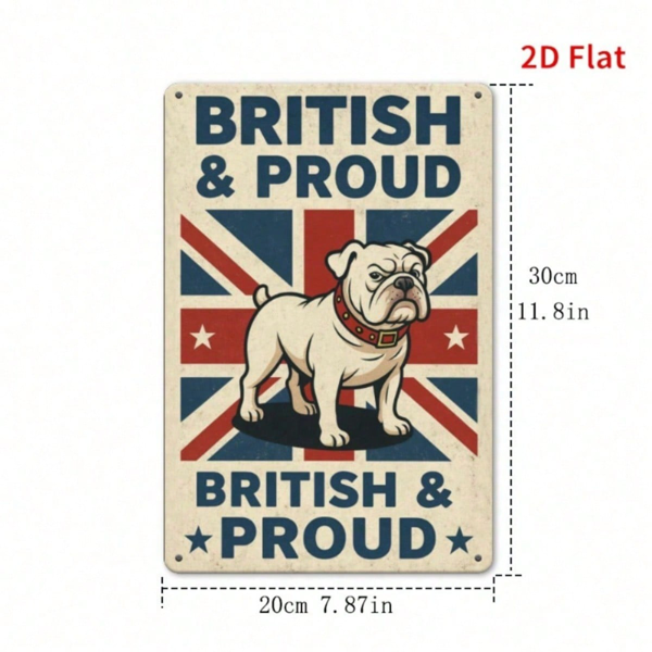 CIFbuy 英国骄傲犬金属墙饰，逼真英国品种犬艺术装饰，复古风格2D平面耐用金属牌匾，适用于家居（TikTok, temu 自提物流）-1