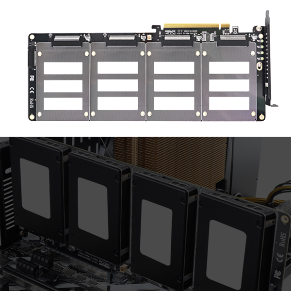全新 U.2 SSD 转 X16 适配器 4.0 转 4 盘位 U.2 SFF-8639 SSD 延长卡-10
