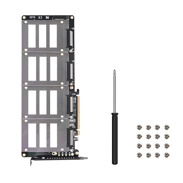 全新 U.2 SSD 转 X16 适配器 4.0 转 4 盘位 U.2 SFF-8639 SSD 延长卡-1