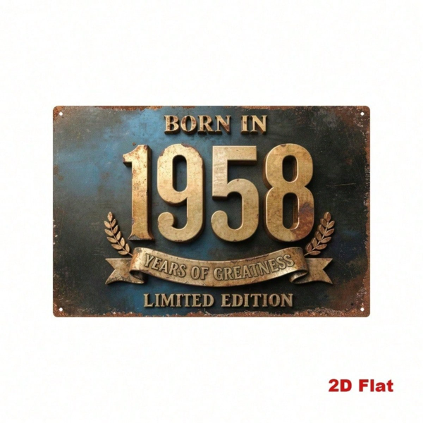 CIFbuy 1958年复古金属铁皮招牌，复古2D平板熨斗铭牌，“生于1958，成就非凡”限量版标语，7.87x11.81英寸墙面装饰 （TikTok, temu 自提物流）-2