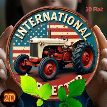 CIFbuy 复古国际收割机拖拉机锡制金属标牌 8x8 英寸，复古质朴农舍墙饰装饰，适用于酒吧、车库、酒馆、家居等场所 （TikTok, temu 自提物流）
