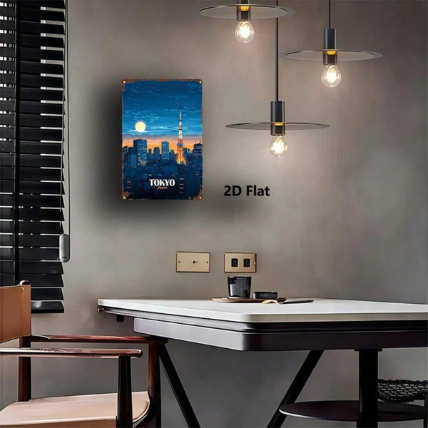 CIFbuy 1件 东京日本城市景观金属标牌，8x12英寸质朴铁艺墙饰，复古夜景装饰，适用于家庭、酒吧、车库、咖啡馆、俱乐部（TikTok, temu 自提物流）-4