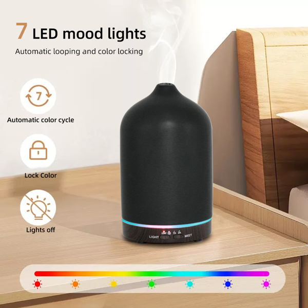 200ml Aromatherapy Humidifier with 7 Color LED Lights, 3 Essential Oils, Timer & Auto Shut-Off for Bedroom, Yoga, Office-7