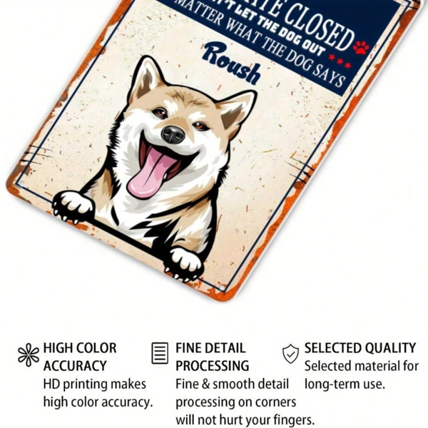 CIFbuy 1个柴犬金属标牌，复古做旧“请勿开门”趣味墙饰，8x12英寸无框农舍装饰（TikTok, temu 自提物流）-6