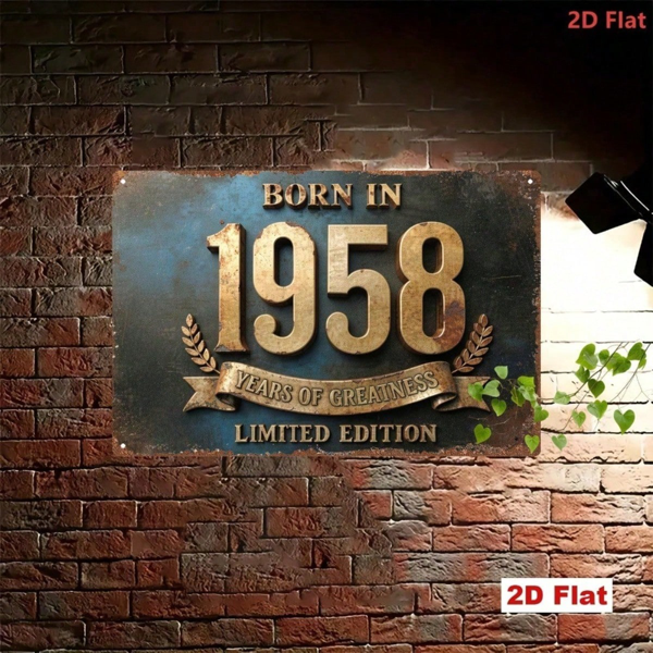 CIFbuy 1958年复古金属铁皮招牌，复古2D平板熨斗铭牌，“生于1958，成就非凡”限量版标语，7.87x11.81英寸墙面装饰 （TikTok, temu 自提物流）-3