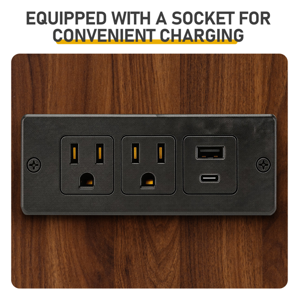 弧形顶+4层开放式层架+双门卷帘柜展示柜 带黑色美规插座（1USB+1Type-C）&刨花板三胺贴面&铁管喷漆储物柜 80*35*180cm 胡桃木色-11