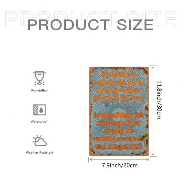CIFbuy 复古德国语名言 2D 平面金属标牌 8x12 英寸 乡村德语短语墙饰 复古易挂铁质壁挂装饰标牌 （TikTok, temu 自提物流）-2