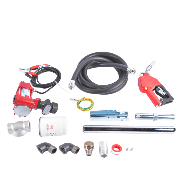抽油泵 15GPM High Flow 12V Red Fuel Transfer Pump w/ Filters ＆ Hose Fit for Gasoline Diesel-3