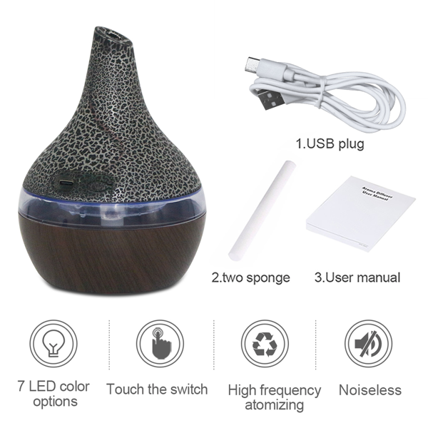 300ml 木纹香薰加湿器｜USB 供电桌面加湿，附赠 2 瓶香薰精油（居家 / 办公适用）-5