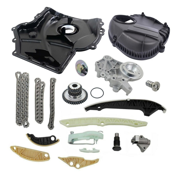 正时链条套装 Timing Chain Cover Solenoid Magnet Kit Replacement for VW Audi Jetta GLI GTI A4 2.0 T 09-15-5