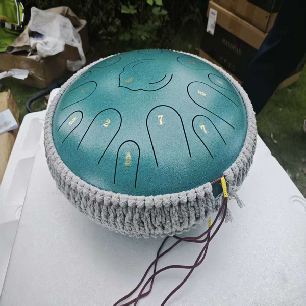 14 寸孔雀石绿空灵鼓 专业演奏莲花手碟成人初学者静心疗愈打击乐器-4