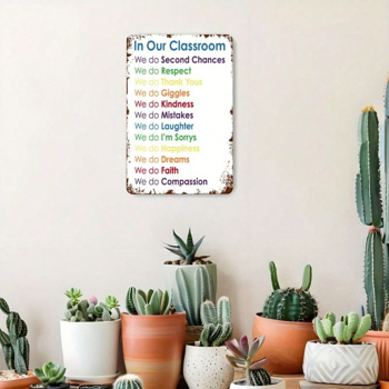 CIFbuy 1个彩虹规则锡制标牌，幽默教师装饰，2D平面金属牌匾，教室墙面艺术，教师感恩礼物，搞笑O（TikTok, temu 自提物流）
